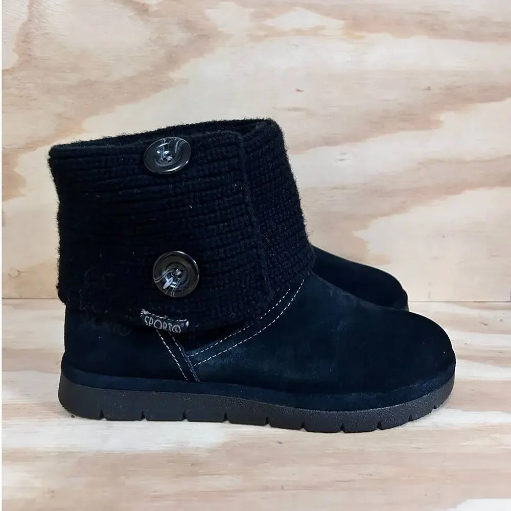 Sporto - Mona Buttons Suede And Knit Sweater - Boots - Black - Women's - 8.5M